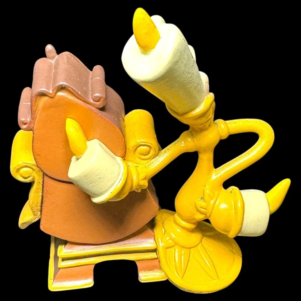 Disney Beauty And The Beast Figures Belle Cogsworth Lumiere Cake Topper Lot Of 4